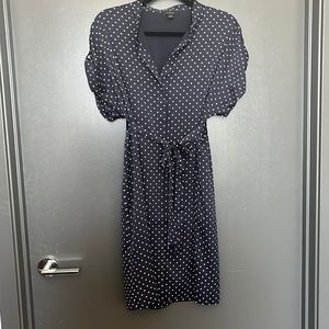 Ann Taylor - dark navy with white polka dot dress